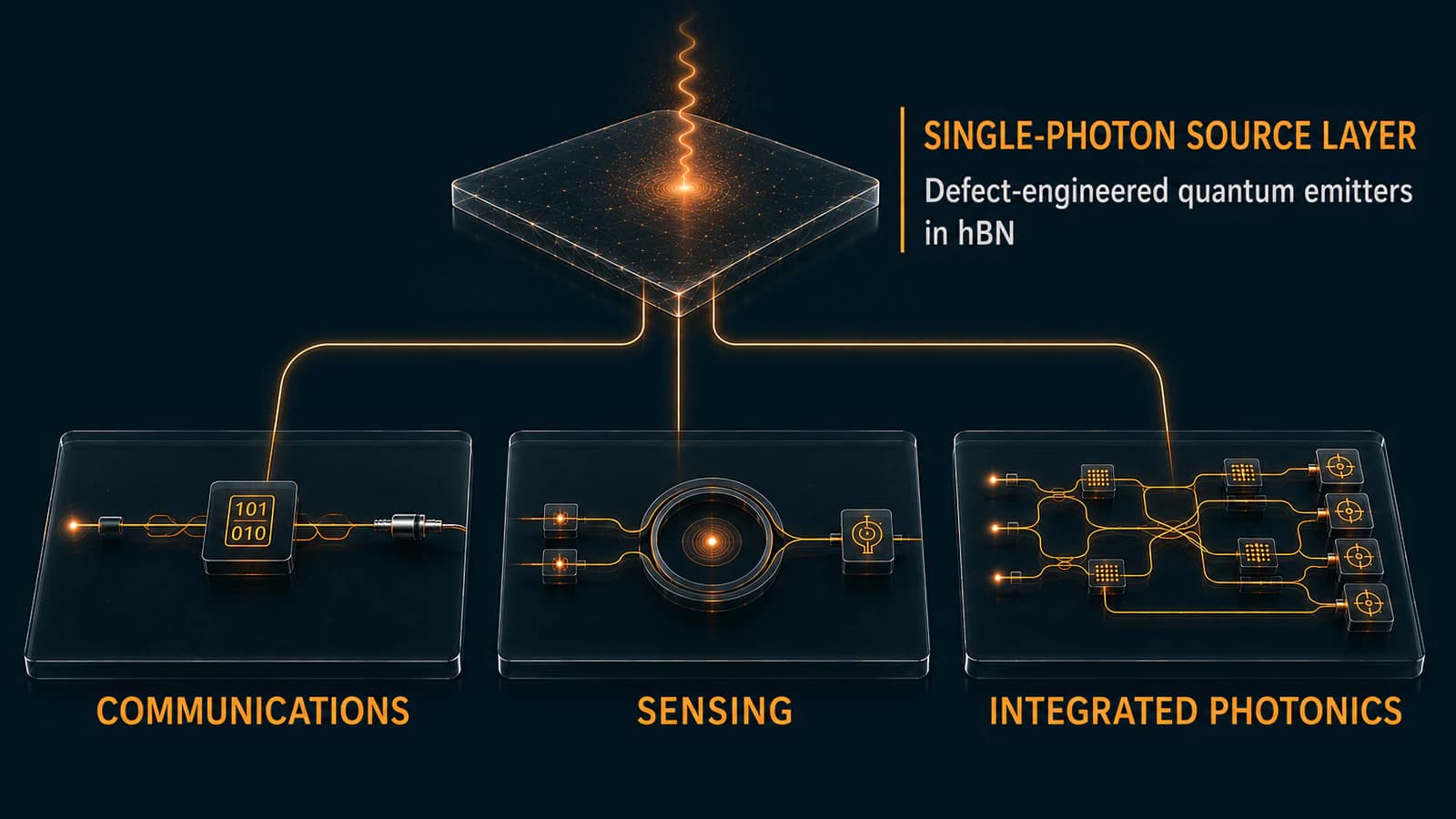 Illustration of a hexagonal boron nitride material platform concept.
